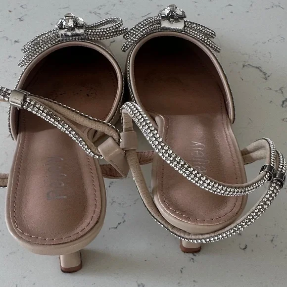 Elegant Cream Heels with Rhinestone Accents - Picture 6 of 9